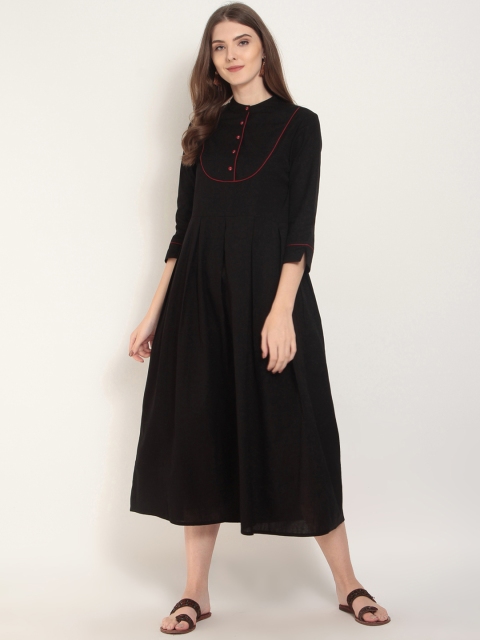 

RARE ROOTS Women Black Solid Fit & Flare Dress