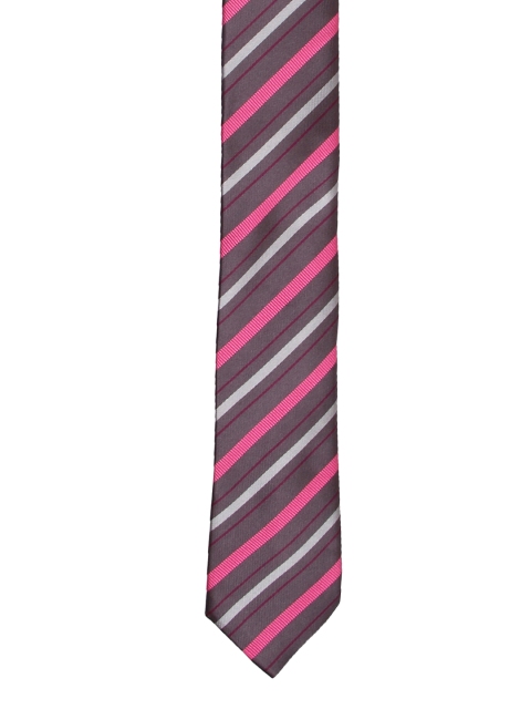

Tossido Grey & Pink Woven Design Skinny Tie