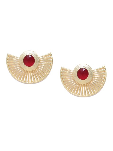 

PANASH Gold-Toned & Maroon Circular Studs