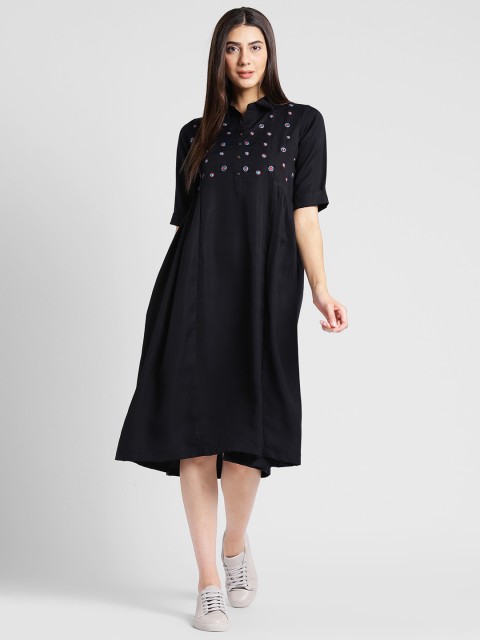 

Kira Women Black Printed Shirt Dress