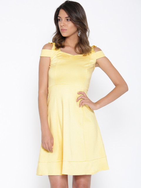 

Madame Women Yellow Solid Fit and Flare Dress