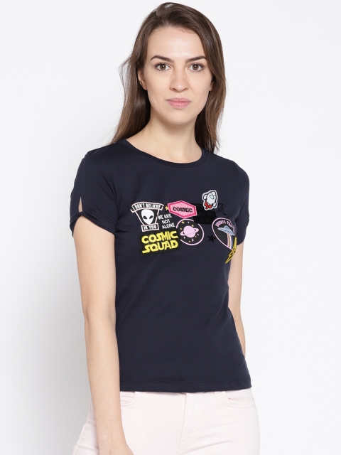 

Madame Women Navy Blue Printed Top