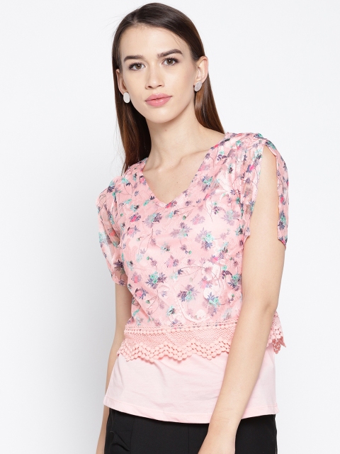 

Madame Women Pink Floral Print Layered Top