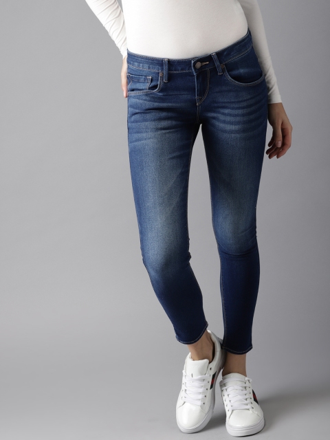 

HERE&NOW Women Blue Skinny Fit Mid-Rise Cropped Clean Look Stretchable Jeans