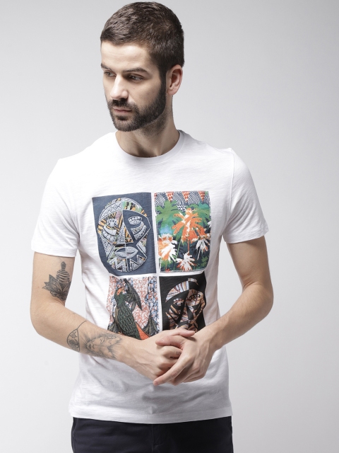 

Celio Men White Printed Round Neck T-shirt