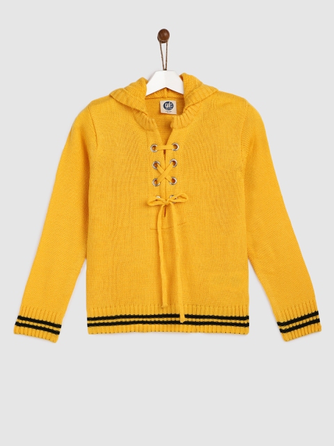 

YK Boys Yellow Solid Hooded Pullover