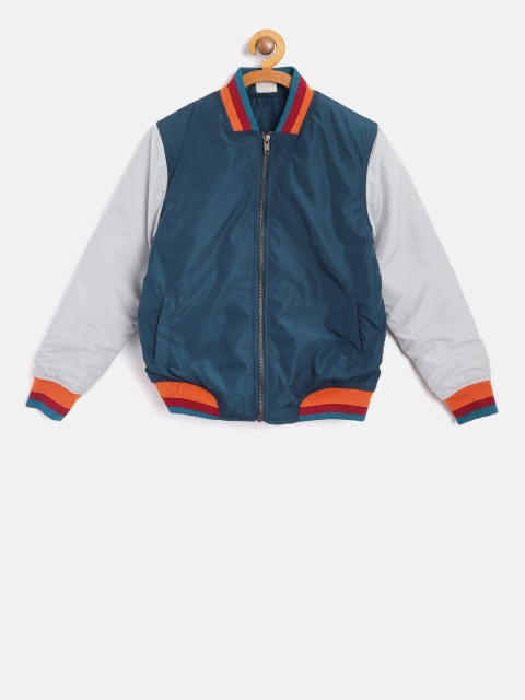 

YK Boys Teal Blue Solid Bomber Jacket