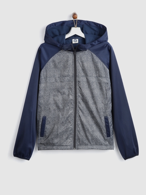 

YK Boys Navy Blue Printed Hooded Tailored Jacket