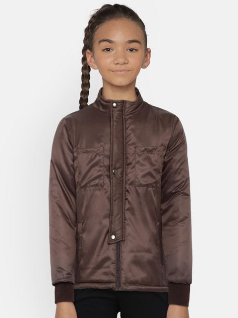 

YK Girls Brown Solid Padded Jacket