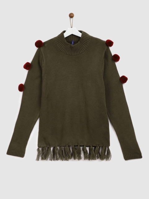 

YK Girls Brown Solid Pullover