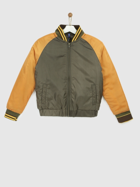 

YK Girls Mustard Colourblocked Windcheater Puffer Jacket
