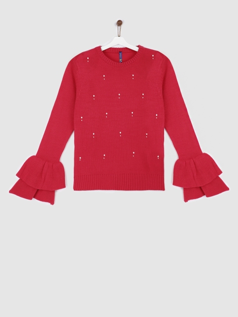 

YK Girls Pink Solid Pullover