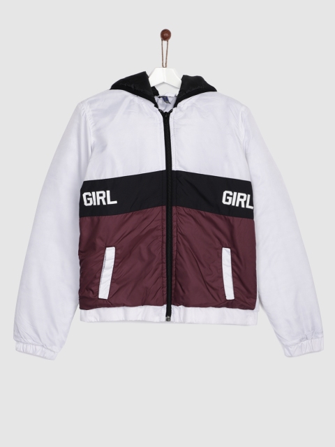 

YK Girls White Colourblocked Padded Jacket