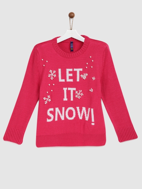 

YK Girls Pink Self Design Pullover