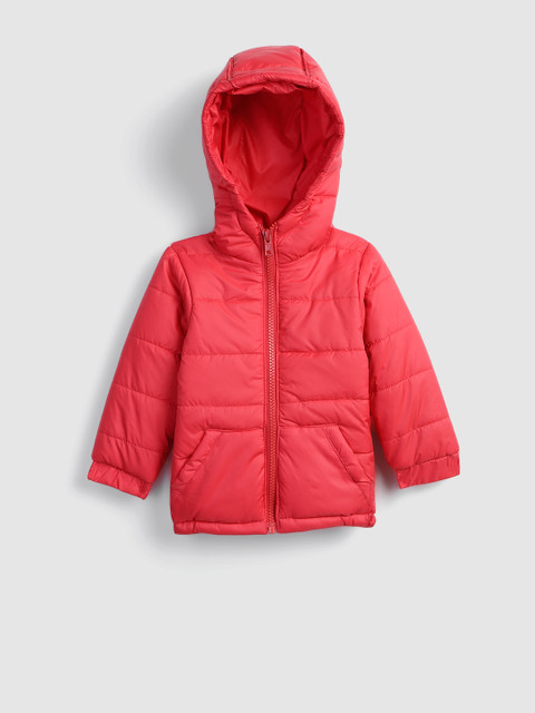 

YK Boys Red Solid Hooded Padded Jacket