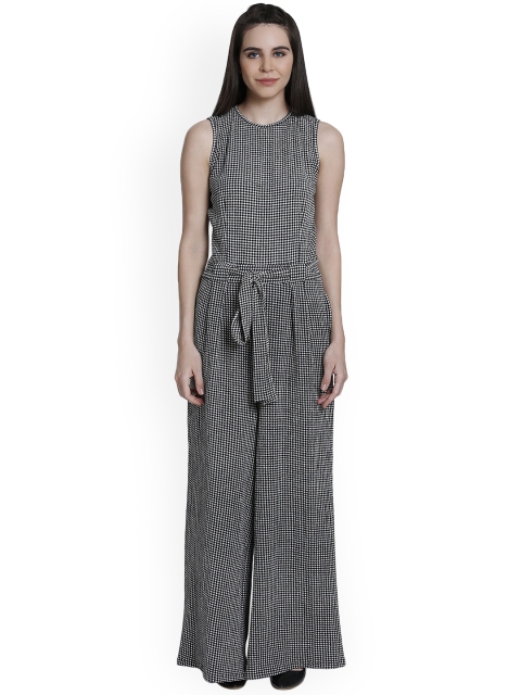 

THE SILHOUETTE STORE Black & White Checked Basic Jumpsuit