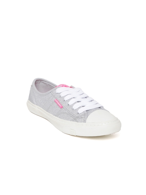 

Superdry Women Silver-Toned Shimmer Sneakers