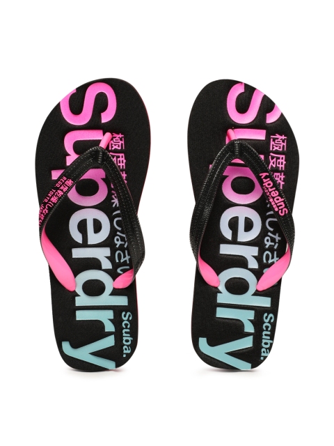 

Superdry Women Black & Pink Printed Thong Flip-Flops