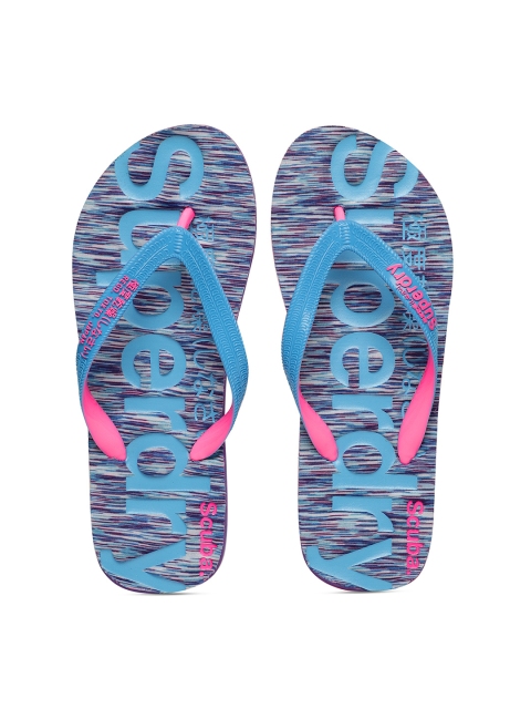 

Superdry Women Blue & Pink Printed Thong Flip-Flops