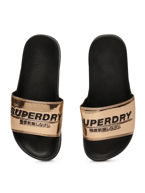 

Superdry Women Rose Gold & Black Solid Sliders