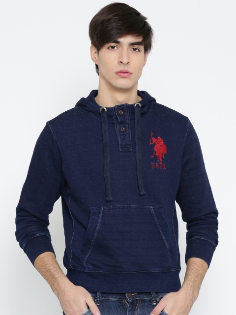 

U.S. Polo Assn. Denim Co. Men Navy Hooded Sweatshirt, Navy blue