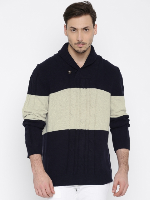 

U.S. Polo Assn. Men Navy & Grey Woollen Sweater, Navy blue