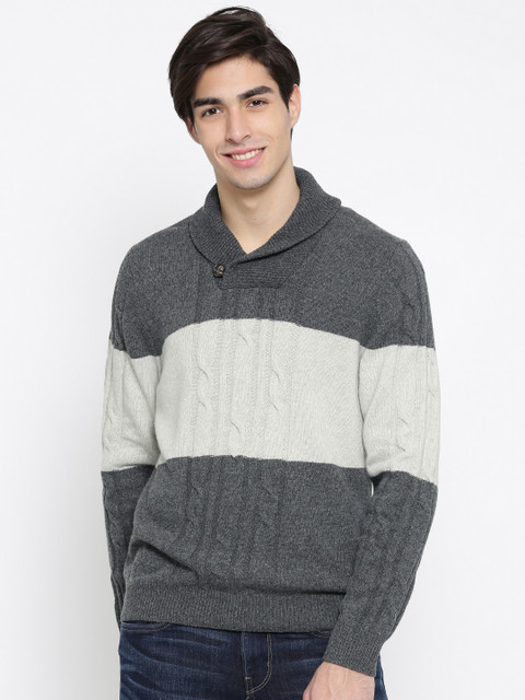 

U.S. Polo Assn. Men Grey Melange Woollen Sweater