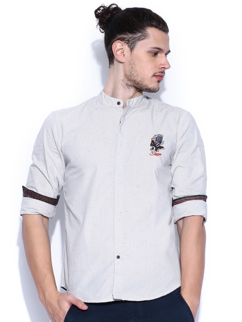 

Ed Hardy Grey Striped Casual Shirt