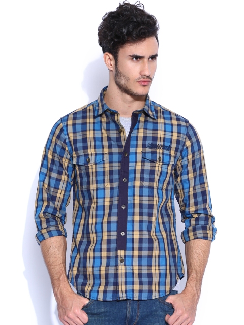 

Ed Hardy Blue & Yellow Checked Casual Shirt