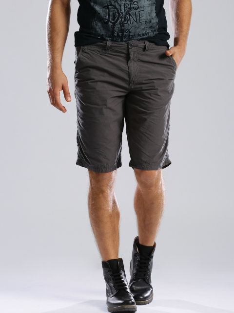 

Breakbounce Men Charcoal Grey Polite Hug Tapered Fit Shorts