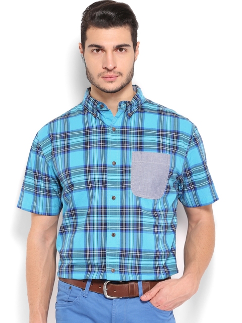 

Nautica Men Blue & White Checked Slim Fit Casual Shirt