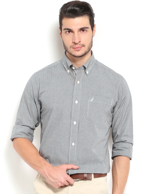 

Nautica Men Black & White Checked Slim Fit Casual Shirt