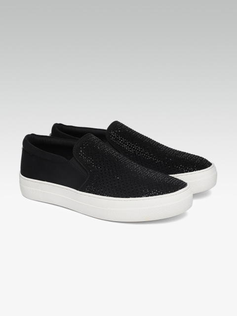 

Steve Madden Women Black Embellished Slip-On Sneakers