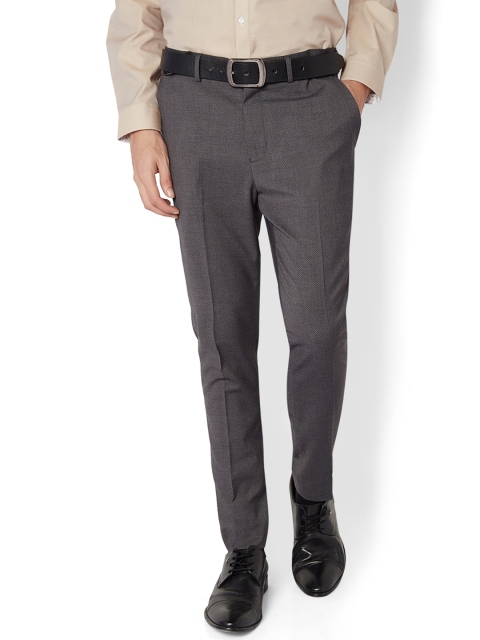 

V Dot Men Grey Slim Fit Solid Formal Trousers