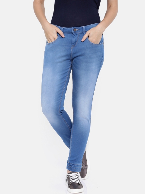 

HERE&NOW Women Blue Jogger Mid-Rise Clean Look Stretchable Jeans