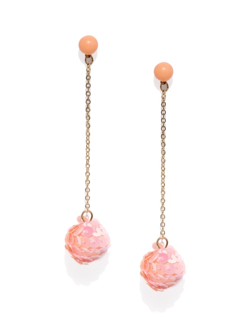 

ToniQ Peach-Coloured Spherical Drop Earrings