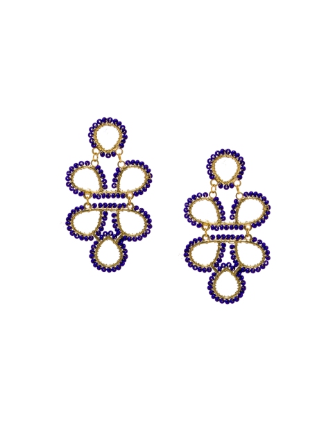 

Pipa Bella Gold-Toned & Navy Blue Contemporary Drop Earrings