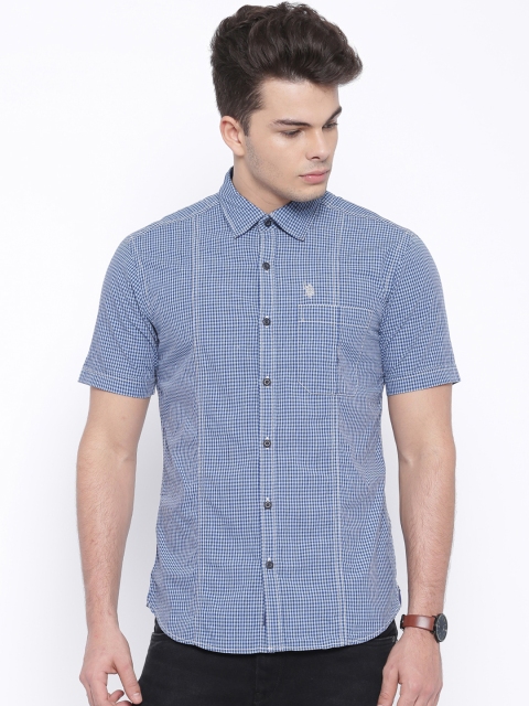 

U.S. Polo Assn. Denim Co. Men Blue Checked Casual Shirt