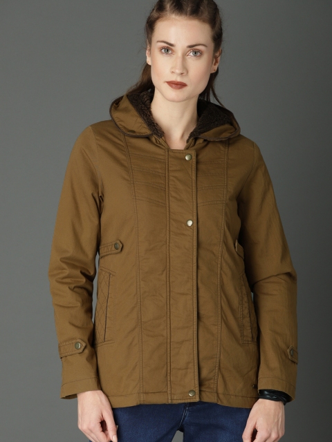 

Roadster Women Khaki Solid Padded Jacket