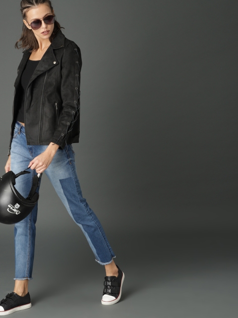 

Roadster Women Black Solid Biker Jacket