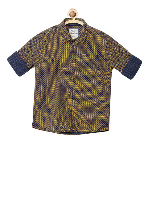 

Allen Solly Junior Boys Yellow & Navy Blue Regular Fit Printed Casual Shirt