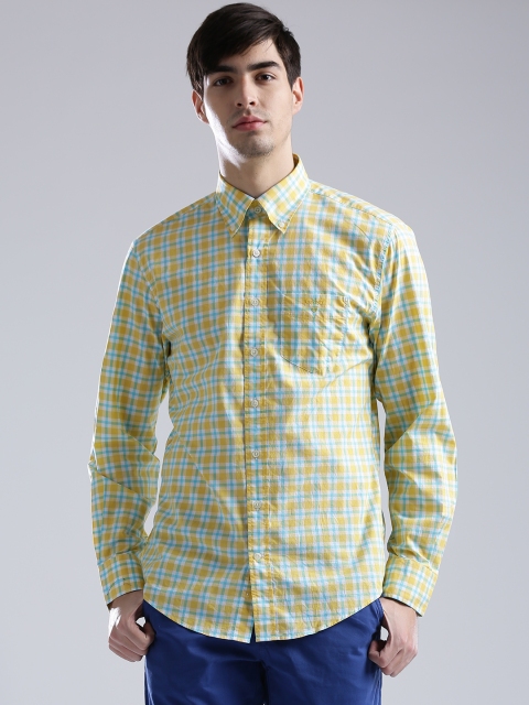 

GANT Men White & Yellow Checked Casual Shirt