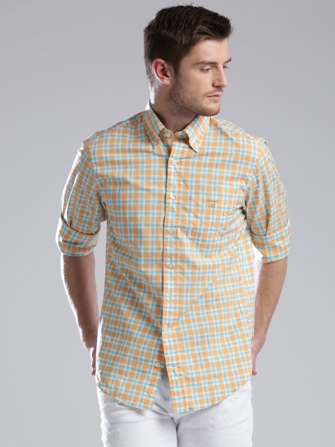 

GANT Men White & Orange Checked Casual Shirt