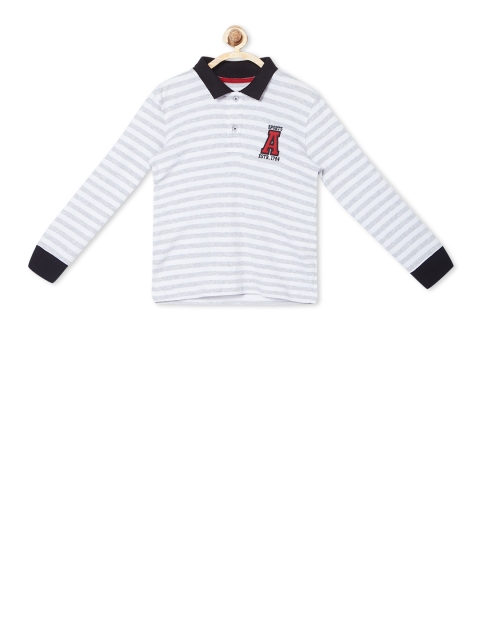 

Allen Solly Junior Boys White Striped Polo Collar T-shirt