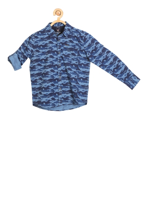 

Allen Solly Junior Boys Blue Regular Fit Camouflage Printed Casual Shirt