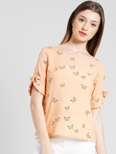 

Zink London Women Peach-Coloured Printed Top