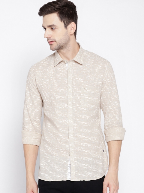 

Parx Men Beige Slim Fit Printed Casual Shirt