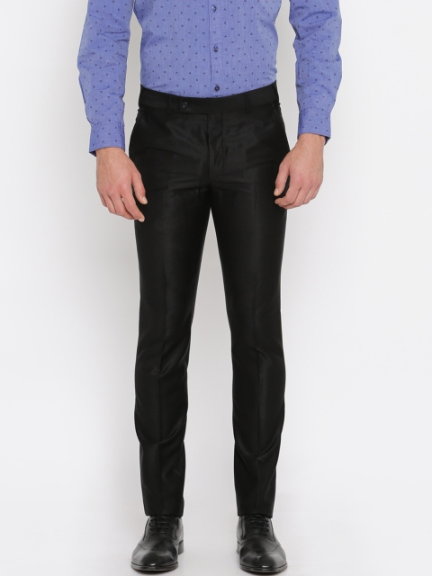 

Parx Men Black Slim Fit Solid Formal Trousers