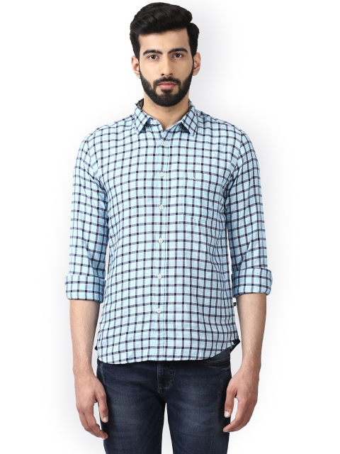

Parx Men Blue Slim Fit Checked Casual Shirt