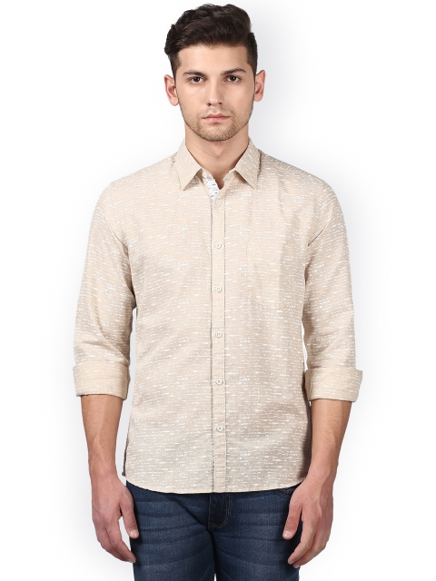 

Parx Men Beige Slim Fit Printed Casual Shirt